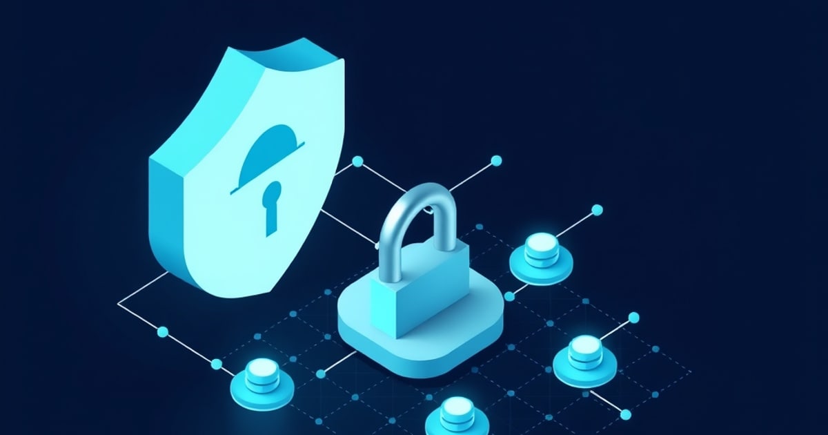 Isometric layered security stack showing password length, uniqueness, TOTP, and phishing-resistant 2FA